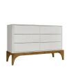 Cômoda Baixa Quarto 6 Gavetas Amalfi Lukaliam Off White/Canela