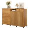 Cômoda Grande Portas de Correr Espelho 176cm Max New Lukaliam Freijo Ripado 3D