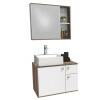 Conjunto de Banheiro Gabinete Caeté 60 com Cuba Cubo e Espelho Cozimax Branco/Tamarindo