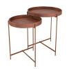 Conjunto 2 Mesas Laterais Redonda Couro Sintético Decor Patrimar Marrom