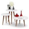 Conjunto com 3 Mesas Apoio Lateral e Centro Redonda Legs Patrimar Branco