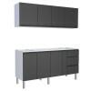 Cozinha Completa Gabinete Para Pia e Armário Aéreo Gaia 180cm Cozimax Preto