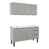 Cozinha Completa Gabinete Para Pia 140cm e Armário Aéreo Júpiter Cozimax Cinza Argila