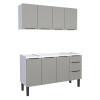 Cozinha Completa Gabinete Para Pia 150cm e Armário Aéreo Júpiter Cozimax Cinza Argila