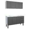 Cozinha Completa Gabinete Para Pia 150cm e Armário Aéreo Júpiter Cozimax Preto