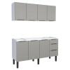 Cozinha Completa Gabinete Para Pia 160cm e Armário Aéreo Júpiter Cozimax Cinza