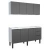 Cozinha Completa Gabinete Para Pia 160cm e Armário Aéreo Júpiter Cozimax Preto