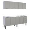 Cozinha Completa Gabinete Para Pia 200cm e Armário Aéreo Júpiter Cozimax Cinza Argila