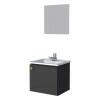 Conjunto Gabinete Para Banheiro Aço com Espelho Amêndoa 40 Cozimax Preto