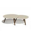 Conjunto Com 2 Mesas de Centro Redonda Classic Imcal Off White