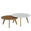 Conjunto Com 2 Mesas de Centro Redonda Classic Imcal Off White/Freijo