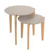 Conjunto de Mesa Lateral Florida 50cm e 60cm Lukaliam Off White/Freijo