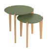 Conjunto de Mesa Lateral Florida 50cm e 60cm Lukaliam Verde Floresta/Freijo
