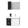 Conjunto Para Banheiro Madeira Gabinete e Espelho Moara 60 Cozimax Branco/Preto