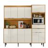 Cozinha Completa 200cm 11 Portas 2 Gaveta Bahamas Lukaliam Tauari/Off White