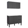 Cozinha Completa de Madeira Gabinete Para Pia 120cm e Armário Aéreo Cisne Cozimax Preto
