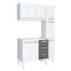 Cozinha Completa de Aço Gabinete Para Pia 120cm com Aéreo e Paneleiro Vênus Cozimax Branco/Preto