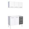 Cozinha de Aço Gabinete Para Pia 120cm com Armário Aéreo Vênus Cozimax Branco/Preto