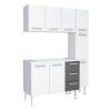 Cozinha Completa de Aço Gabinete Para Pia 140cm com Aéreo e Paneleiro Vênus Cozimax Branco/Preto
