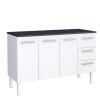 Balcão Cozinha Aço 150 Vênus 3 Gavetas Com Tampo Cozimax Branco