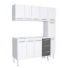Cozinha Completa de Aço Gabinete Para Pia 150cm com Aéreo e Paneleiro Vênus Cozimax Branco/Preto
