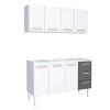 Cozinha de Aço Gabinete Para Pia 150cm com Armário Aéreo Vênus Cozimax Branco/Preto