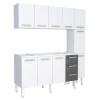 Cozinha Completa de Aço Gabinete Para Pia 160cm com Aéreo e Paneleiro Vênus Cozimax Branco/Preto