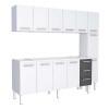 Cozinha Completa de Aço Gabinete Para Pia 200cm com Aéreo e Paneleiro Vênus Cozimax Branco/Preto