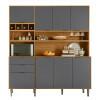 Cozinha Completa 180cm 8 Portas 2 Gaveta Viena Lukaliam Tauari/Cinza