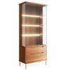 Cristaleira Com LED Vidro 182x76cm Adhalia Lukaliam Jequitiba