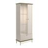 Cristaleira Com LED Vidro Espelho Pés de Aço 180x72cm Império Lukaliam Off White/Dourado