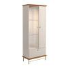 Cristaleira Com LED Vidro Espelho Pés de Aço 180x72cm Império Lukaliam Off White/Jequitiba