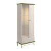 Cristaleira Com LED Vidro e Pés de Aço 180x72cm Império Lukaliam Off White/Dourado