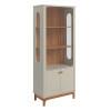Cristaleira de Vidro e Madeira Sem Espelho 180x74cm Jade Lukaliam Off White/Jequitiba