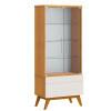 Cristaleira Moderna 73x165 Classic 1G com LED 1 Gaveta Imcal Nature/Off White