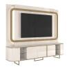 Estante Home Sala 240cm Para TV 75 Pol Atlanta Lukaliam Off White/Dourado