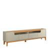 Rack com 220cm Cantos Arredondados 4 portas Para Tv 75 Flip 2.2 Patrimar Off White/Cinamomo