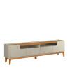 Rack com 220cm Cantos Arredondados 4 portas Para Tv 75 Flip 2.2 Patrimar Off White/Cumaru