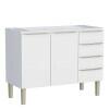 Gabinete de Aço Para Pia 120cm 2 Portas 4 Gavetas 117x91x52cm Flora Cozimax Branco