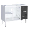 Gabinete de Aço Para Pia de 120cm 3 Gavetas  117x92x52cm Vênus Cozimax Branco/Preto