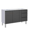 Gabinete de Aço Para Pia 150cm 3 Gavetas Cozinha Gaia Cozimax Preto