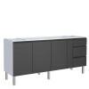 Gabinete de Aço Para Pia 200cm 3 Gavetas Cozinha Gaia Cozimax Preto