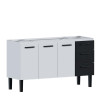 Gabinete de Aço Para Pia de 150cm 3 Portas 3 Gaveta 144x85x50cm Atena Cozimax Branco/Preto