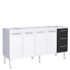 Gabinete de Aço Para Pia de 200cm 3 Gavetas 192x92x52cm Vênus Cozimax Branco/Preto