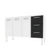 Gabinete de Pia 140 Apolo Flat 3G Cozimax Branco/Preto
