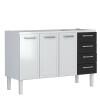 Gabinete de Pia 140 Apolo Flat 4G Cozimax Branco/Preto 