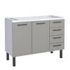 Gabinete de Aço Para Pia 120cm 2 Portas Juno/Apolo 4 Gavetas Cozimax Cinza Argila