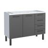 Gabinete de Aço Para Pia 120cm 2 Portas Juno/Apolo 4 Gavetas Cozimax Preto