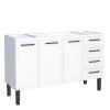 Gabinete de Aço Para Pia 150cm 3 Portas Juno/Apolo 4 Gavetas Cozimax Branco
