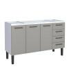 Gabinete de Aço Para Pia 150cm 3 Portas Juno/Apolo 4 Gavetas Cozimax Cinza Argila